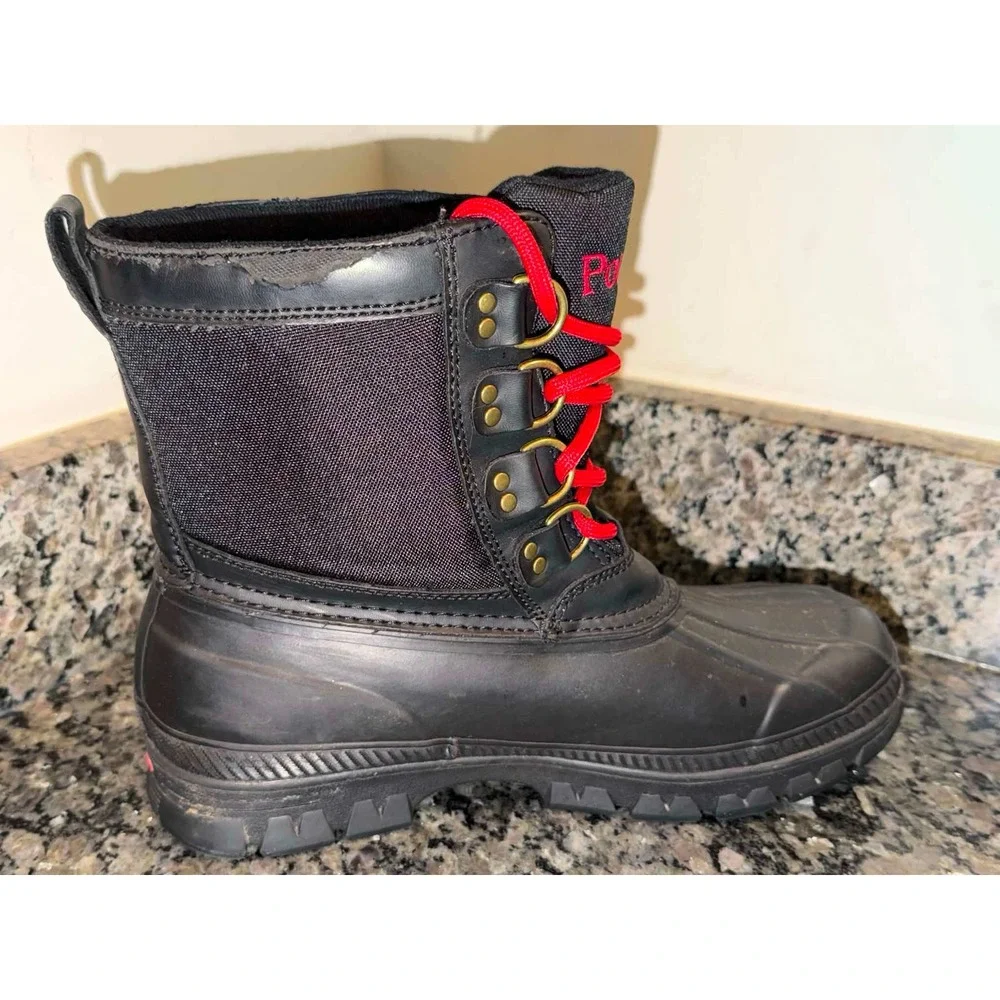 Polo Ralph Lauren Crestwick Big Pony Lace Up Winter Duck Hiking Rubber Boots 9D